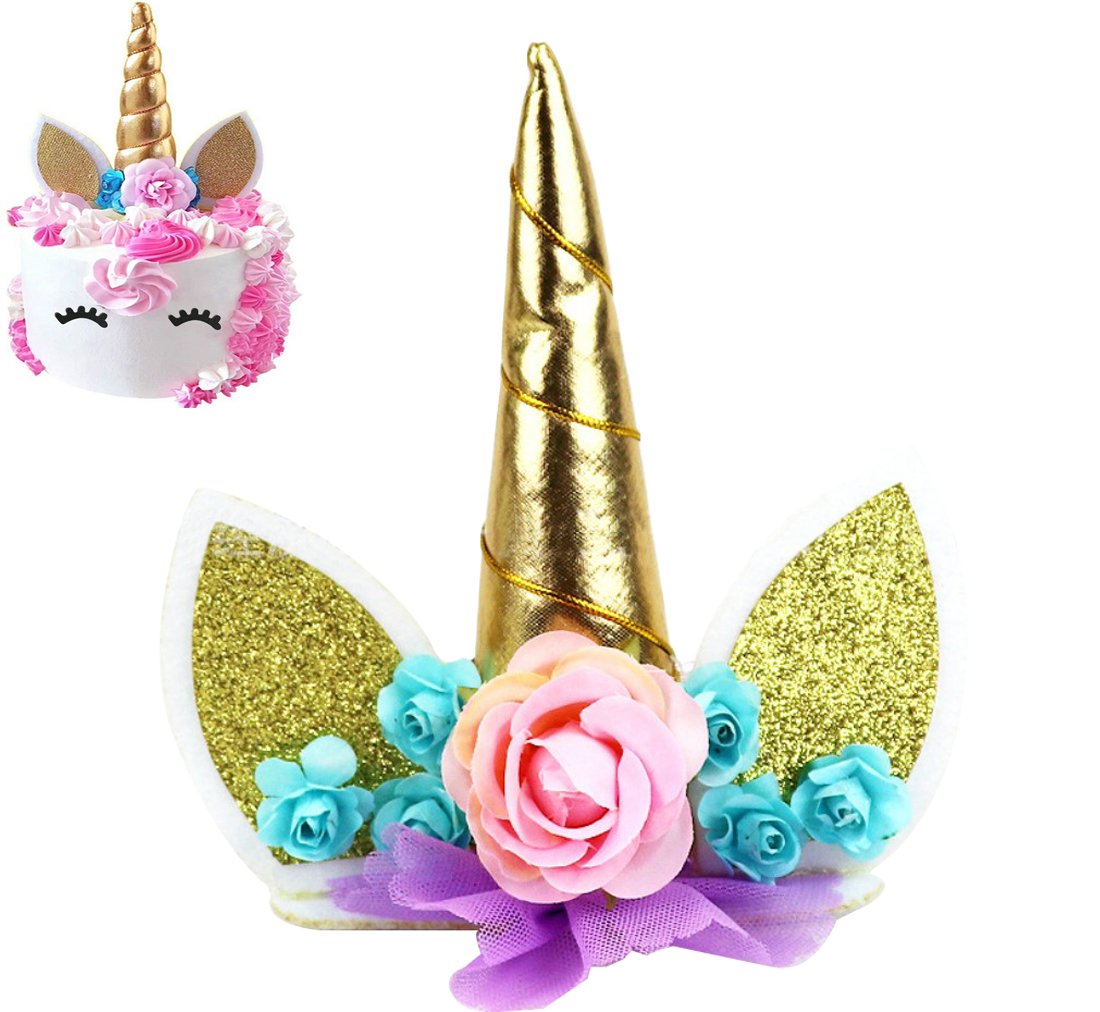 Unicorn Cake Topper, KOOTIPS Unicorn Happy Birthday Twinkle DIY Glitter First Birthday Cupcake Topper Cake Smash Candle Alternative Party Handmade (3D