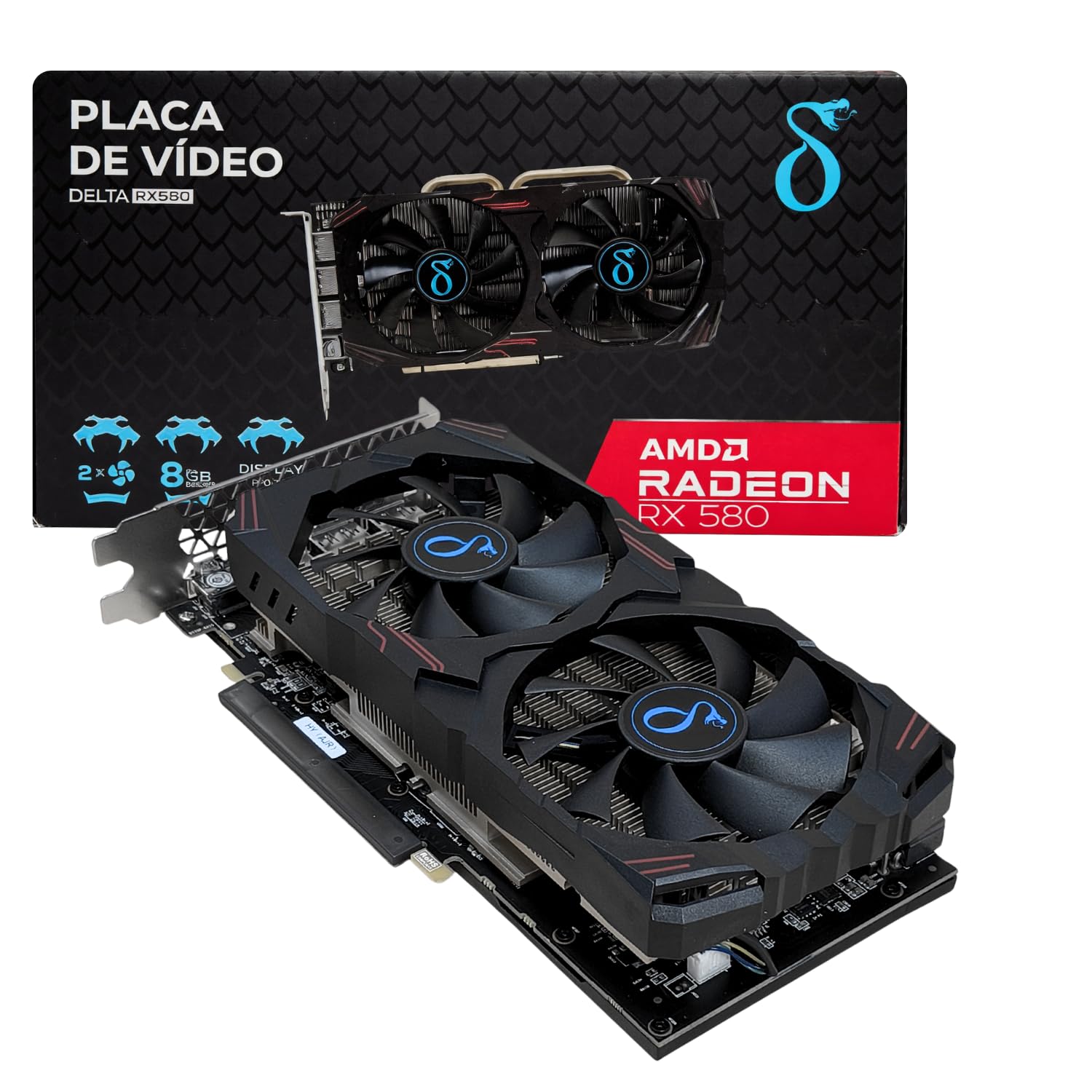 Placa de Vídeo AMD Radeon RX 580 8GB GDDR5 FHD/QHD 256-bit GPU 1286 MHz HDMI + 3 DisplayPort, PCI Express 3.0, para Jogos Entretenimento