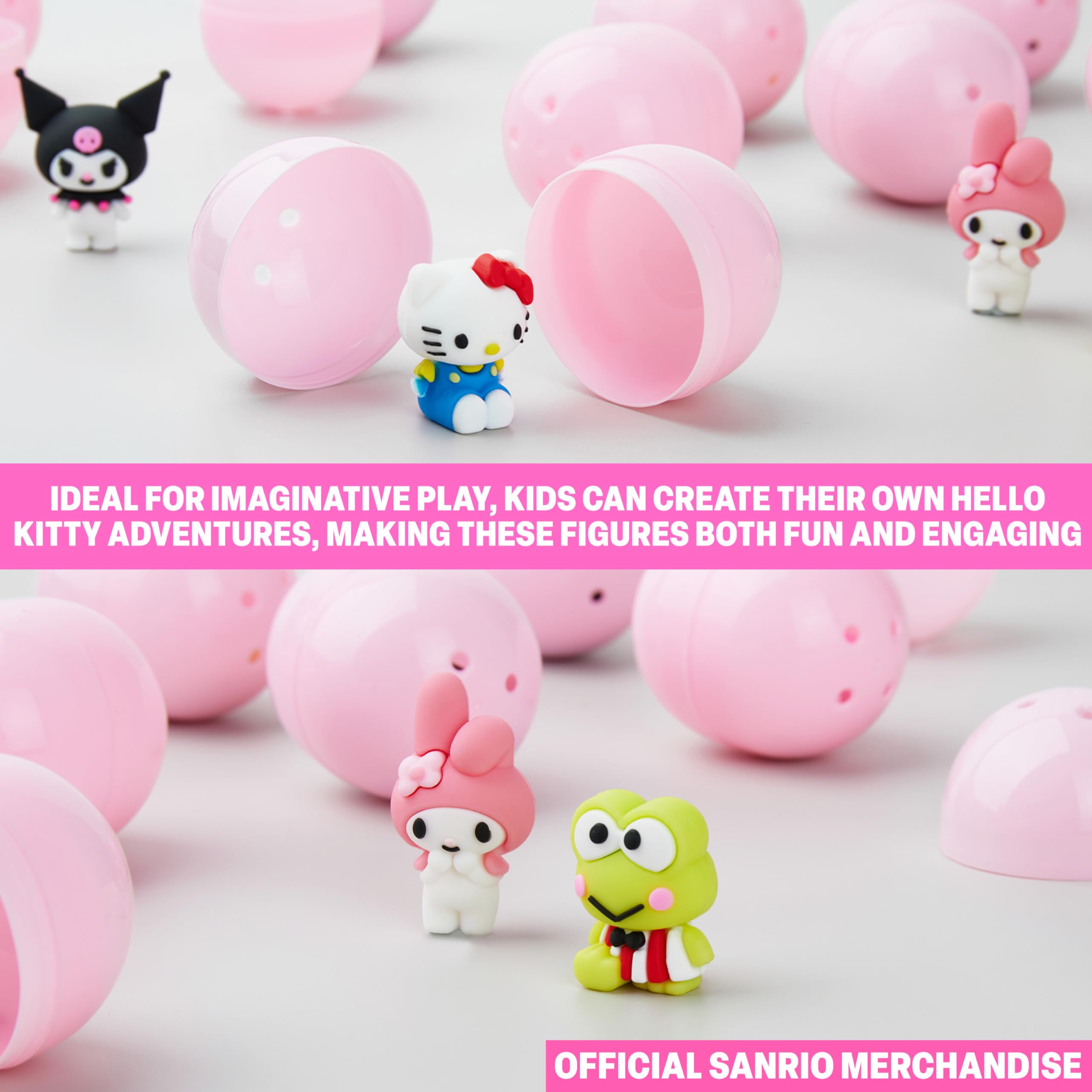 Hello Kitty Sanrio Zestaw figurek 3D, 12 szt., Kuromi Cinnamoroll, kolekcjonerska miniaturowa figurka w kapsułkach, dekoracje biurka i stołu, prezenty dla niej (losowe 12 szt.)