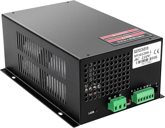 120W Laser Power Supply for CO2 Laser Tubes, Laser Engraver Power Supply for 110V Laser Engraver Cutter Engraving Machine MYJG-120W 110V