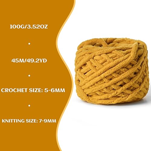 Vista 30 de Paquete de 3 hilos gruesos de felpilla de felpa de 3.53 onzas (49.2 yardas), hilo de terciopelo esponjoso para tejer y hacer ganchillo, hilos de 3