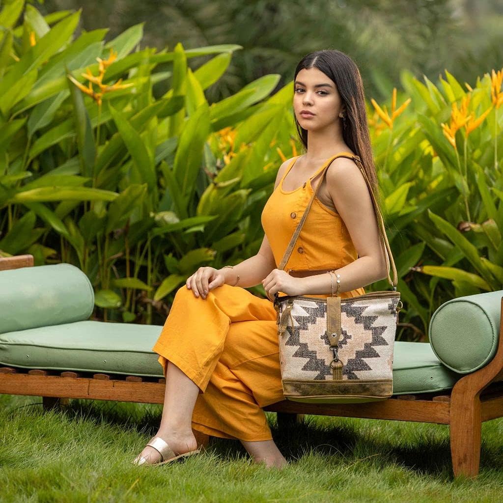 Myra Bag Aztec Purse for Women - Canvas Bag with Real Leather Detailing, Boho Handbags for Women, Cute Western Purse - Image 2