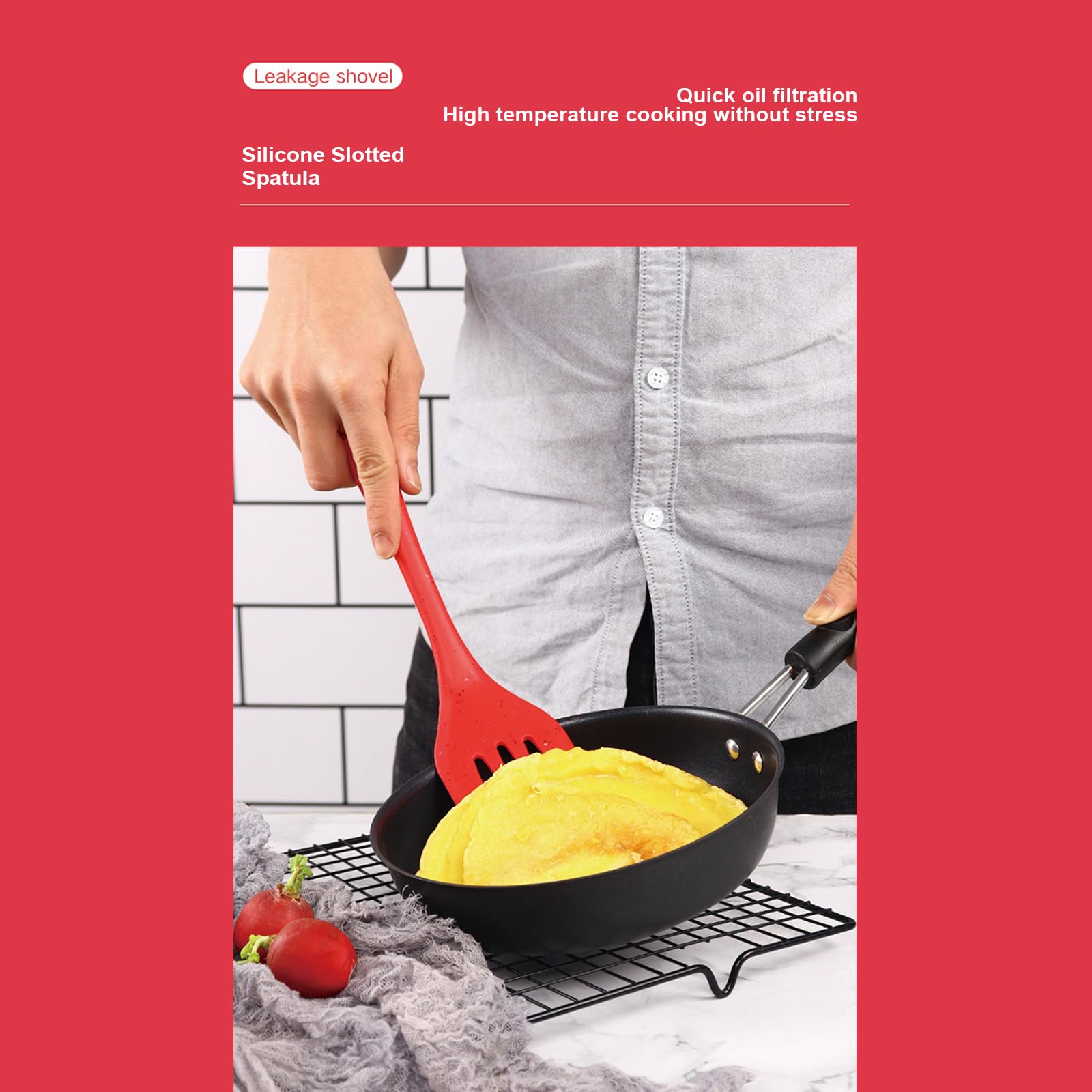 6 Spatole in Silicone da Cucina con Manico in Legno, Decorazione Natalizia, Spatola per Impasti, Spatola in Silicone, Spatola per Impasto, Spatola da Cucina, Utensili da Cucina,Red