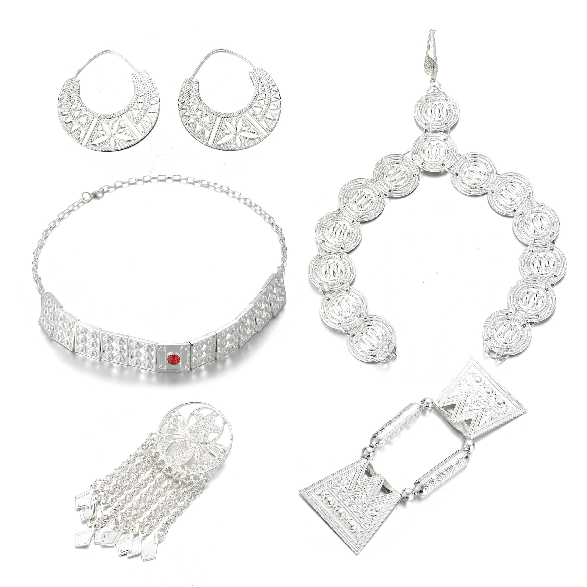 Gold Color Red Stone Women Eritrean Traditional Wedding Jewelry Sets