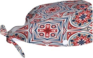 Adjustable Working Cap with Buttons and Sweatband Abstract Tribal Flowers Shape,Work Hats Tie Back Hats for Women Men,Long Hair, Abstract Tribal Flowers Shape, One Size