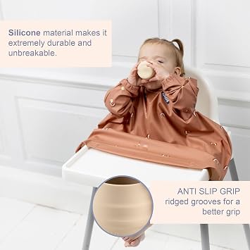 BIBaDO - Sippit Silicone Baby Cup, Fawn (2-Pack) - Open Training Silicone Cups - Soft, Non Slip Grip, Weighted Base - Durable, Dishwasher Safe, BPA Free - Toddler Cups - Baby Essentials - 6 Months+