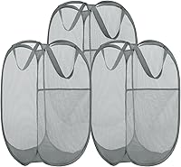 Vista 14 de BATTOO Cesta de lavandería desplegable de malla fuerte de lujo con bolsillo lateral para lavandería, baño, habitación de los niños, dormitorio