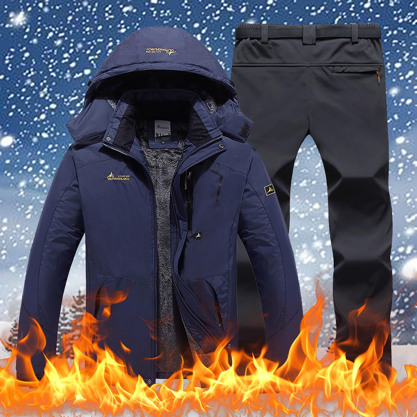 Sunnyuk Tuta Neve Uomo Tuta Curvy Impermeabili Completo Montagna Elegante Salopette Termico Intera Invernale Taglie Forti da Sci da Snowboard