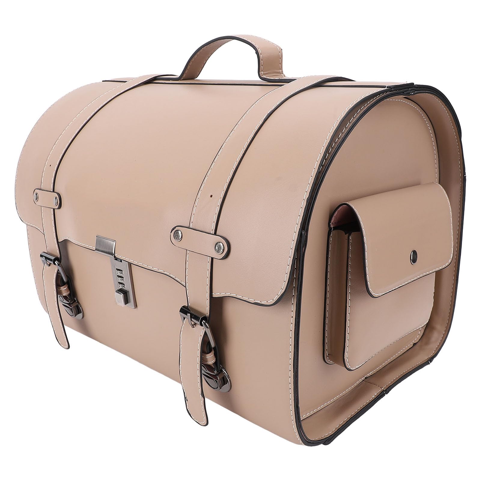 Drfeify Bolsa Trasero para Motocicleta, Bolsa de Equipaje para Asiento Trasero de Cuero PU Impermeable, Almacenamiento para Casco de Liberación Rápida de 29,5 L con Cerradura Combinada para Viajeros
