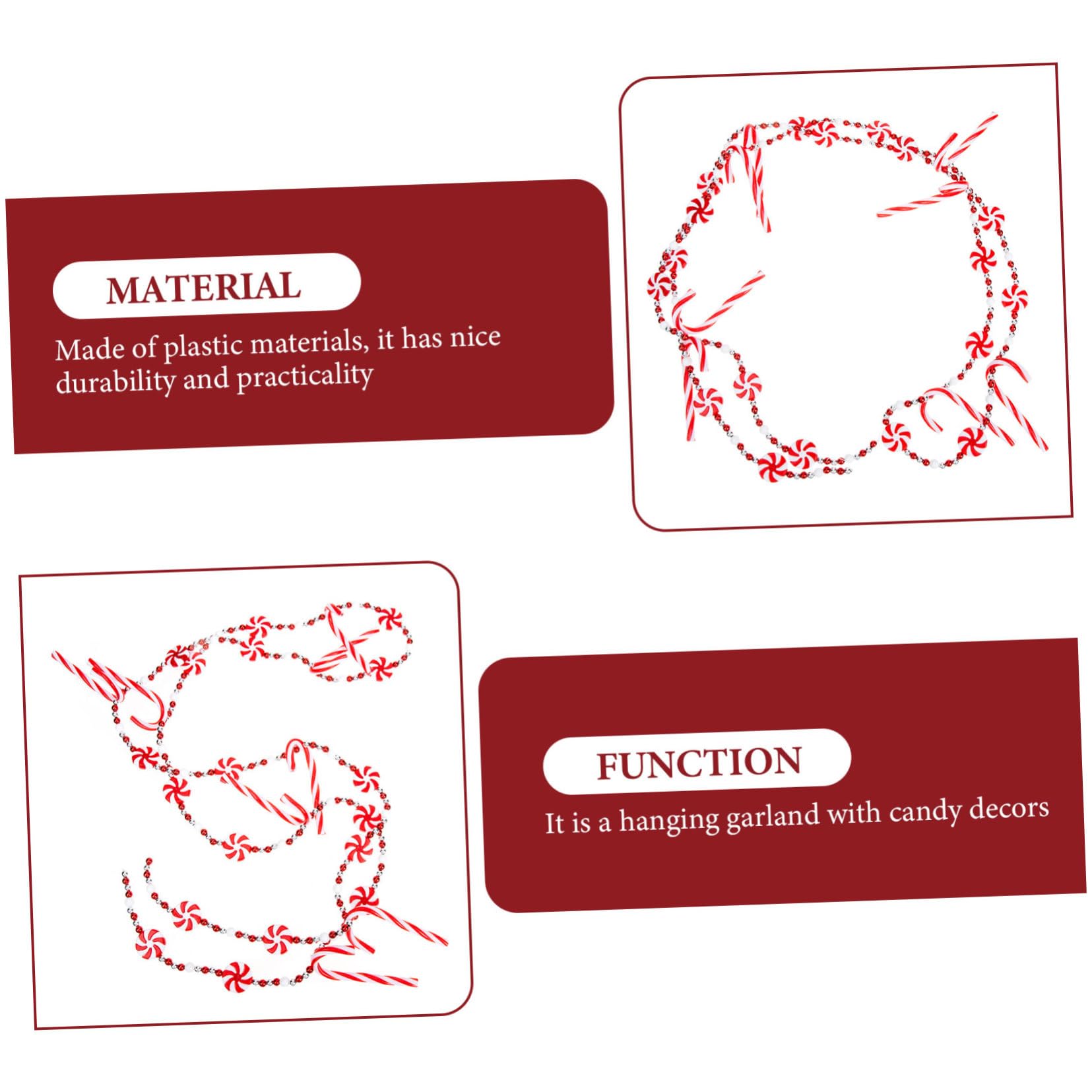 NUOBESTY 3stücke Xmas Beads Garland Für Weihnachtsbaumdekoration Rote Und Weiße Zuckerstangen-designs Lange Girlande Festliche Und Raumdeko Für Zuhause Restaurant Und Bar