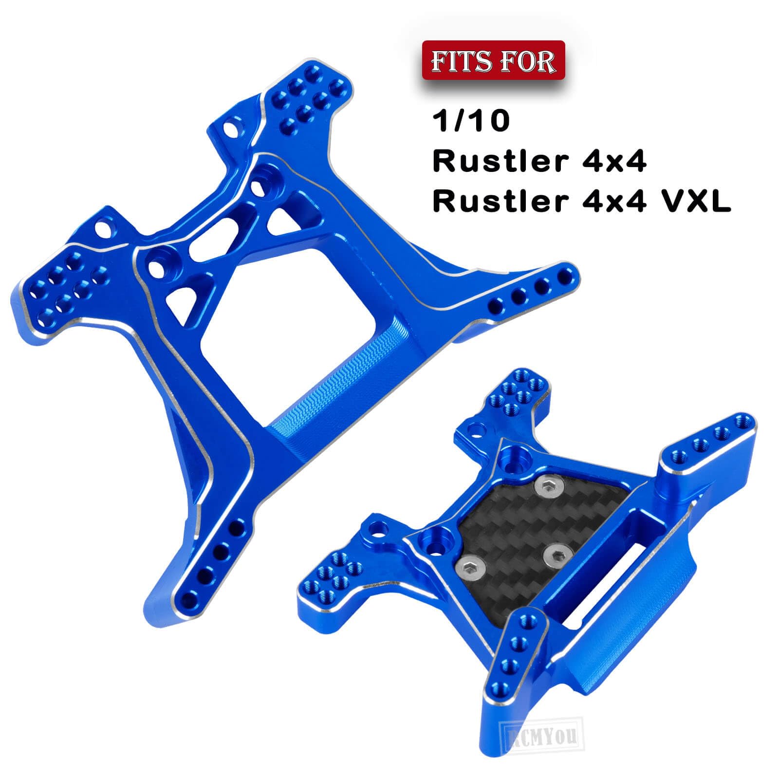 RCMYou Front Rear Shock Tower Shock Mounts Upgrades for Rustler 4x4 VXL/Rustler 4x4, Alloy, Navy Blue