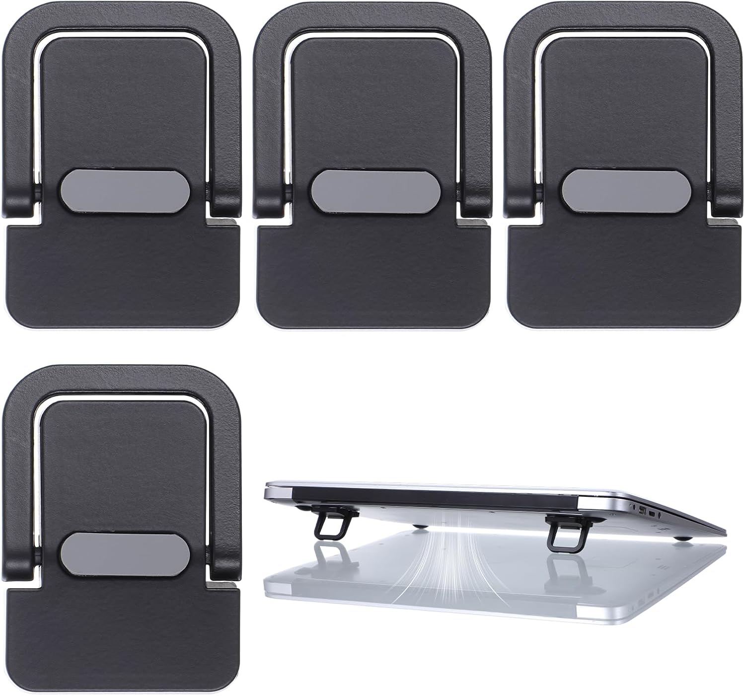 Soporte Invisible para Laptop 4 Piezas Auto Adhesivo Antideslizante Negro
