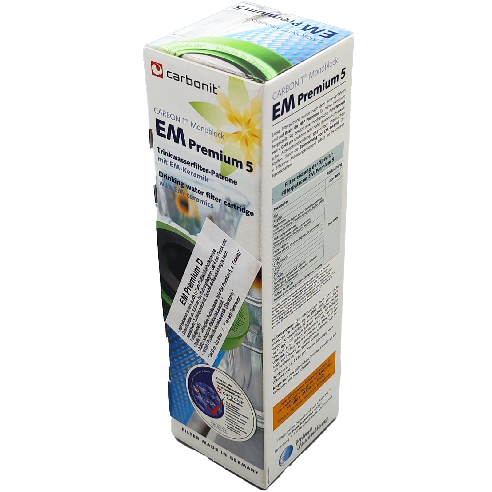 Cartucho de filtro de agua EM Premium D con cerámica EM | con cerámica EM | especialmente adecuado para cepillar agua | mejor sabor de agua | compatible con Carbonit Sanuno & Vario HP | AquaAvanti | | Apto para Carbonit Sanuno, Vario HP, AquaAvanti, WatPa