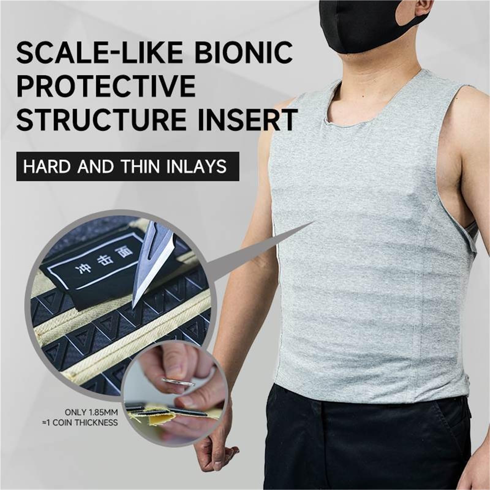 Guantes Anticortes, Chaleco antibalas rígido, chaleco anticorte, chaleco interior protector flexible de alta resistencia a prueba de puñaladas profesional(2XL185-190cm/100-110kg)