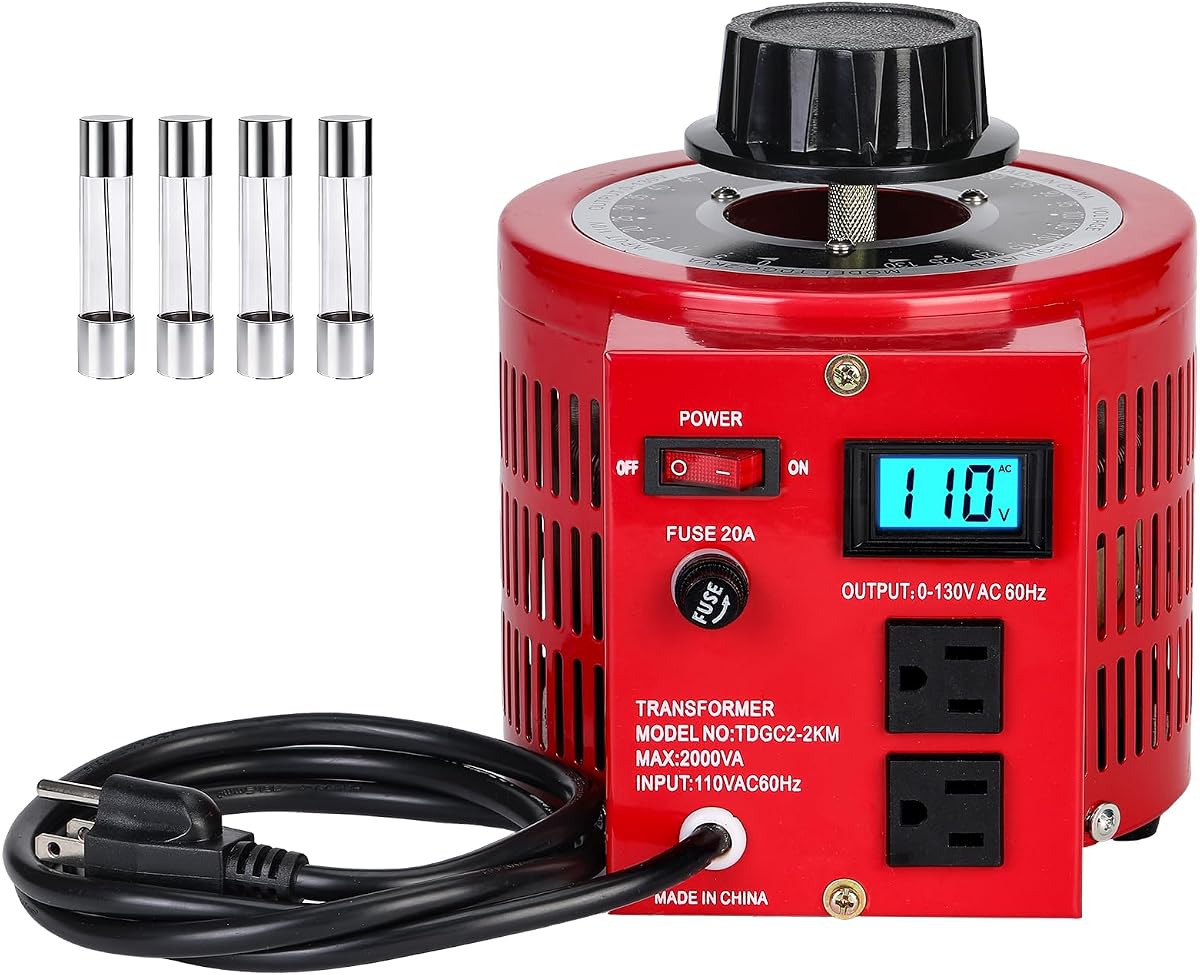 Transformador de voltaje de fuente de alimentación de CA variable de 2000 VA Regulador de voltaje Convertidor de transformador Variable automática con pantalla LCD Entrada de 110 V Salida de 0-130 V Estabilizador de voltaje de CA