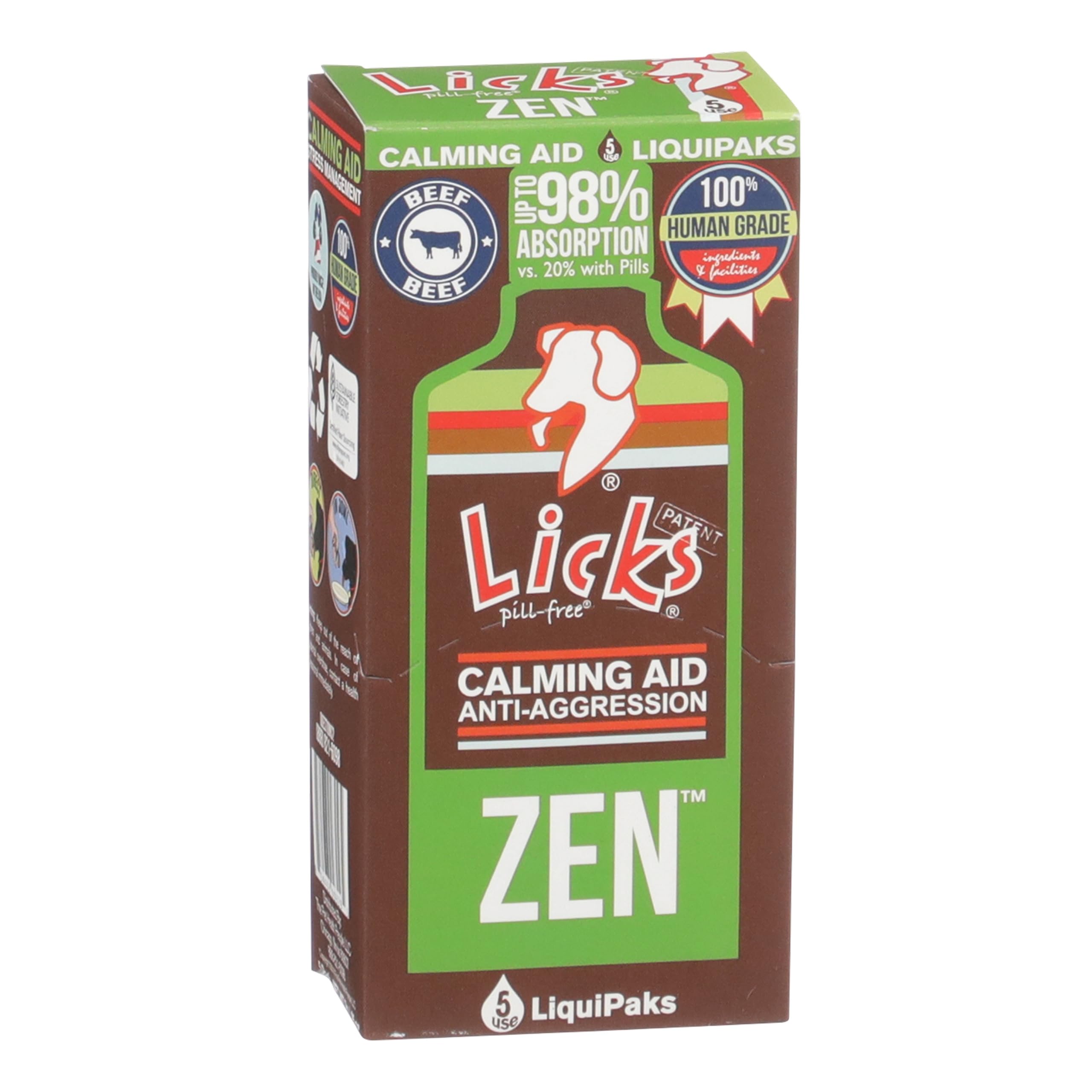 Licks Dog Zen Calming Aid Supplements - 5-use (Braised Beef Flavor)