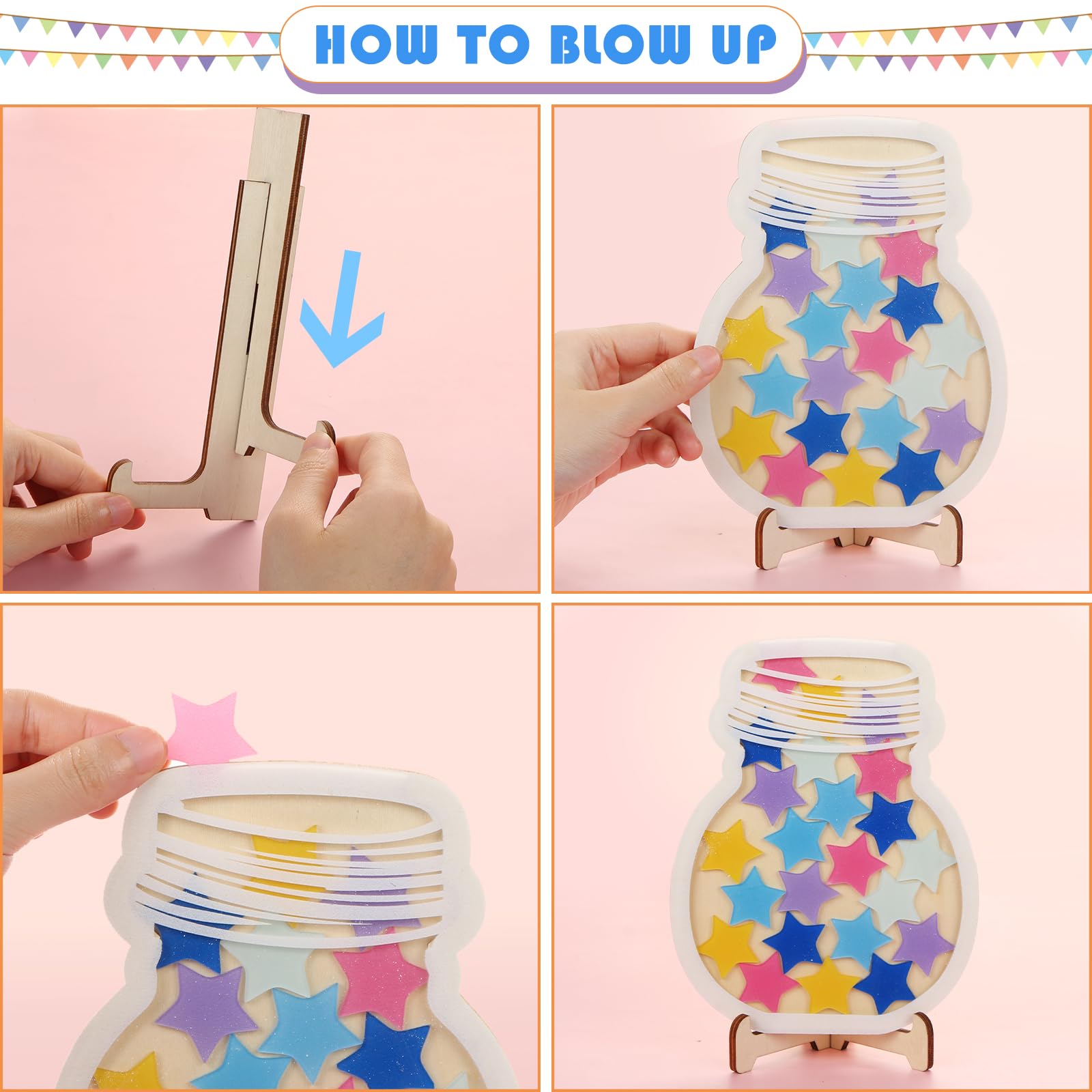 Star Rewards Jar,UHOMENY 30pcs Coloured Stars Reward Charts for Motivate Good Behavior Star Incentive Jar with Wooden Holder for Home School Classroom Behaviour Rewards Decorations - Image 3
