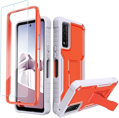 FITO Funda para TCL Stylus 5G, doble capa a prueba de golpes, resistente para teléfono TCL Stylus 5G con protector de pantalla, soporte integrado