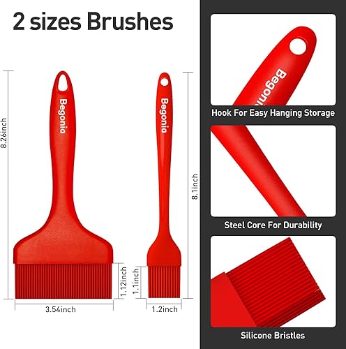 Miniatura 7 de Begonia - Cepillo de repostería extra grande para cocinar, 2 cepillos de alimentos resistentes al calor para hornear, asar a la parrilla, cocinar y