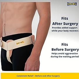 URIEL Left Side Hernia Belts for Men - Inguinal Hernia Belt for Men, Pre and Post Surgery Truss, Size XXL, Cream (49.5-54 Inches)