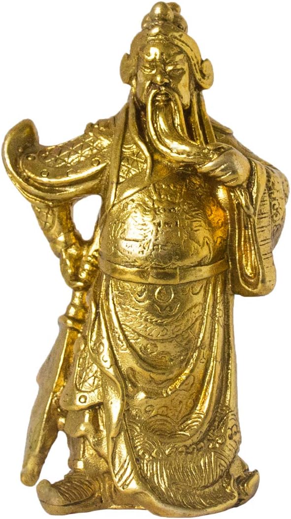 Feng Shui Chinese General Guan Yu Warrior Figurines Kwan Kung Kong Statue Brass Hero Warrior GUAN YUNCHANG Fortune Protection Collection Culture Art Decor (Style B)