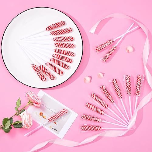 Miniatura 7 de Paletas para el día de San Valentín, paletas rojas trenzadas envueltas individualmente a granel, con temática de San Valentín para recuerdos de