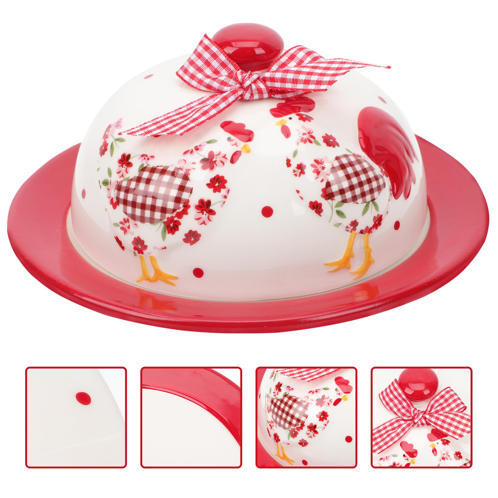 Angoily Assiette à Beurre en Céramique Rouge à Motif Floral en Relief Plat à Goûter Chic pour Beurre et Fromage Vaisselle Pratique pour Goûter et Réunion Familiale
