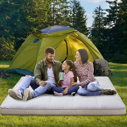 Miniatura 8 de DoCred Colchón japonés, colchón de futón japonés, colchón plegable, colchón enrollable, tapete de tatami grueso, plegable, transpirable, tumbona