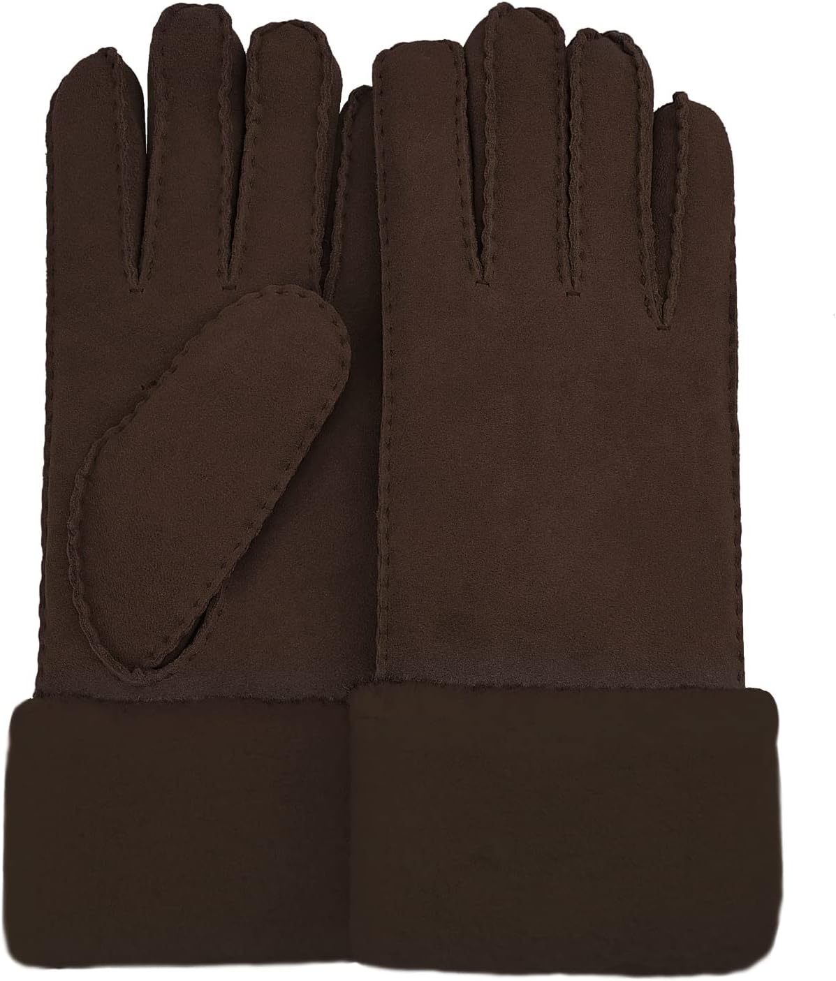 Surblue Women's Shearling Sheepskin Leather Gloves Warm Cuff Thick Wool Lined