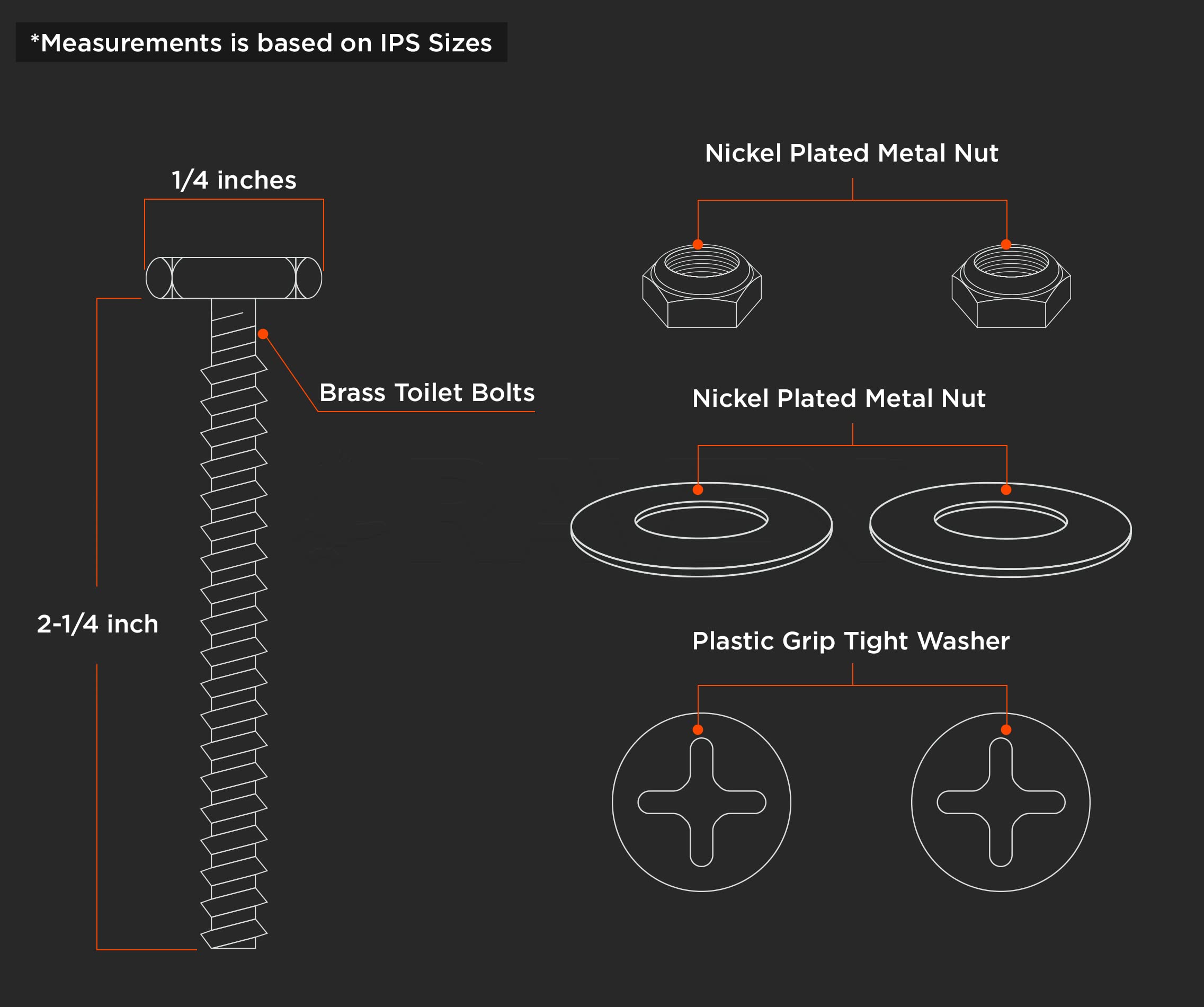 Raven T-KCDC-36436 Brass Closet Bolts with Nuts and Washers For