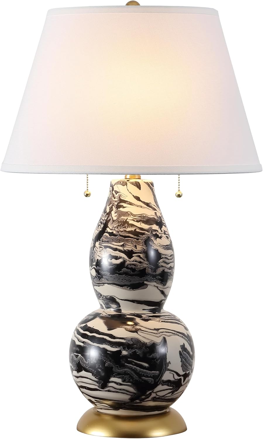 Safavieh Lighting Collection Color Swirls Glass Blue and White Table Lamp, Set of 2