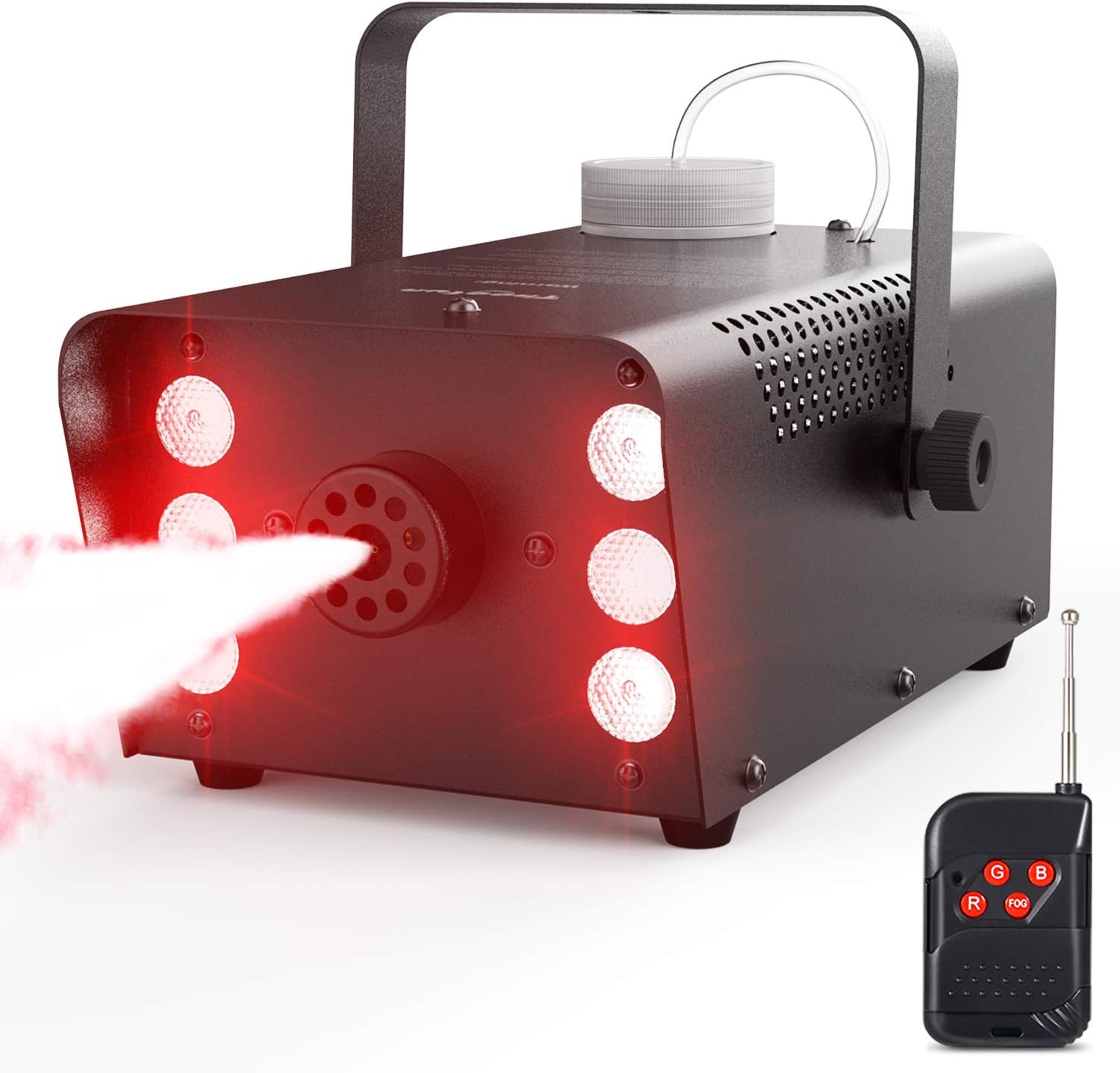 Fog Machine, Theefun 450W Smoke Machine with 1500CFM Fog, 6 Stage LED Lights with 7 Colors & Strobe Effect, Halloween Fog Machine with Wireless Remote Control for Wedding Party and Stage Effect : Musical Instruments