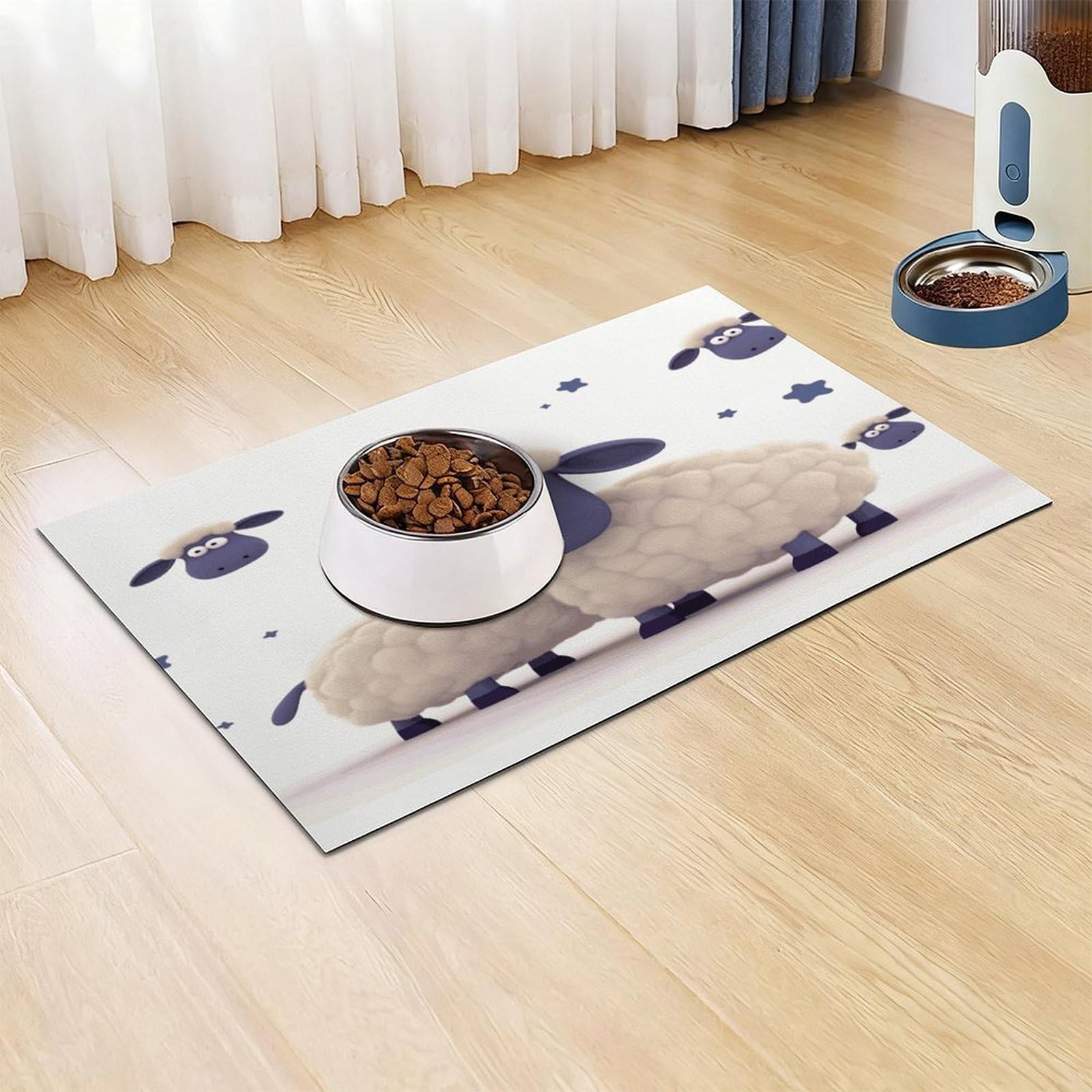 Tapis de nourriture pour chat et mouton - Tapis d'alimentation antidérapant pour chien et chat - Facile à nettoyer pour la nourriture et l'eau - 43,2 x 76,2 cm