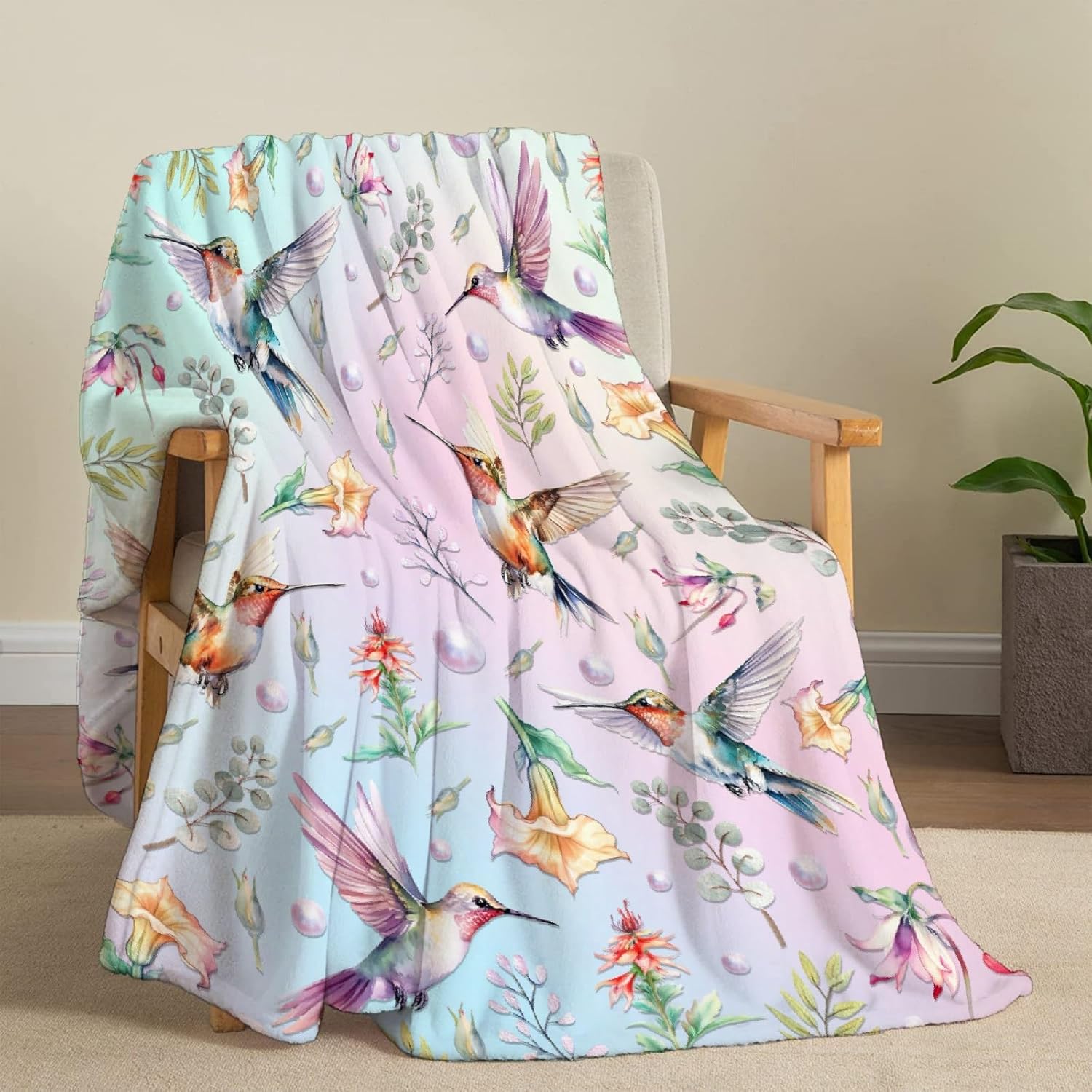 Hummingbird Gifts for Women & Girls - Soft Luxury Fleece Throw Blankets for Couch, Bed & Sofa - Small Kid (50x40inches) - Image 5