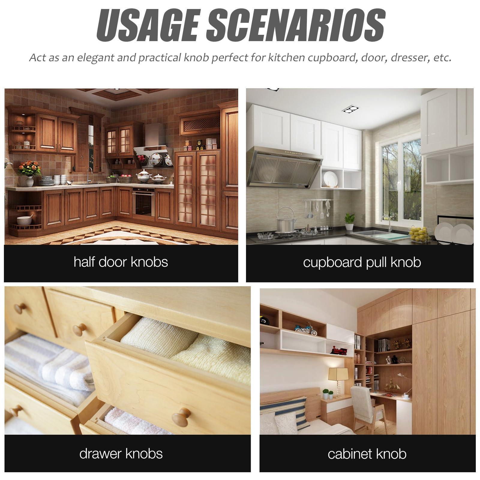 jojofuny 6 Tiradores de Madera para Muebles, Pomos para Cajones Diseño Único, Fáciles de Instalar y Usar, Color Marrón para Puertas y Armarios Hogar