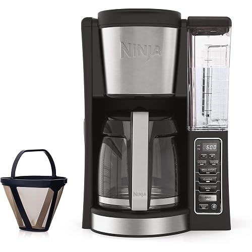 Ninja 12-Cup Programmable Coffee Maker with Classic and Rich Brews, 60 oz. Water Reservoir, and Thermal Flavor Extraction (CE201), Black/Stainless Steel