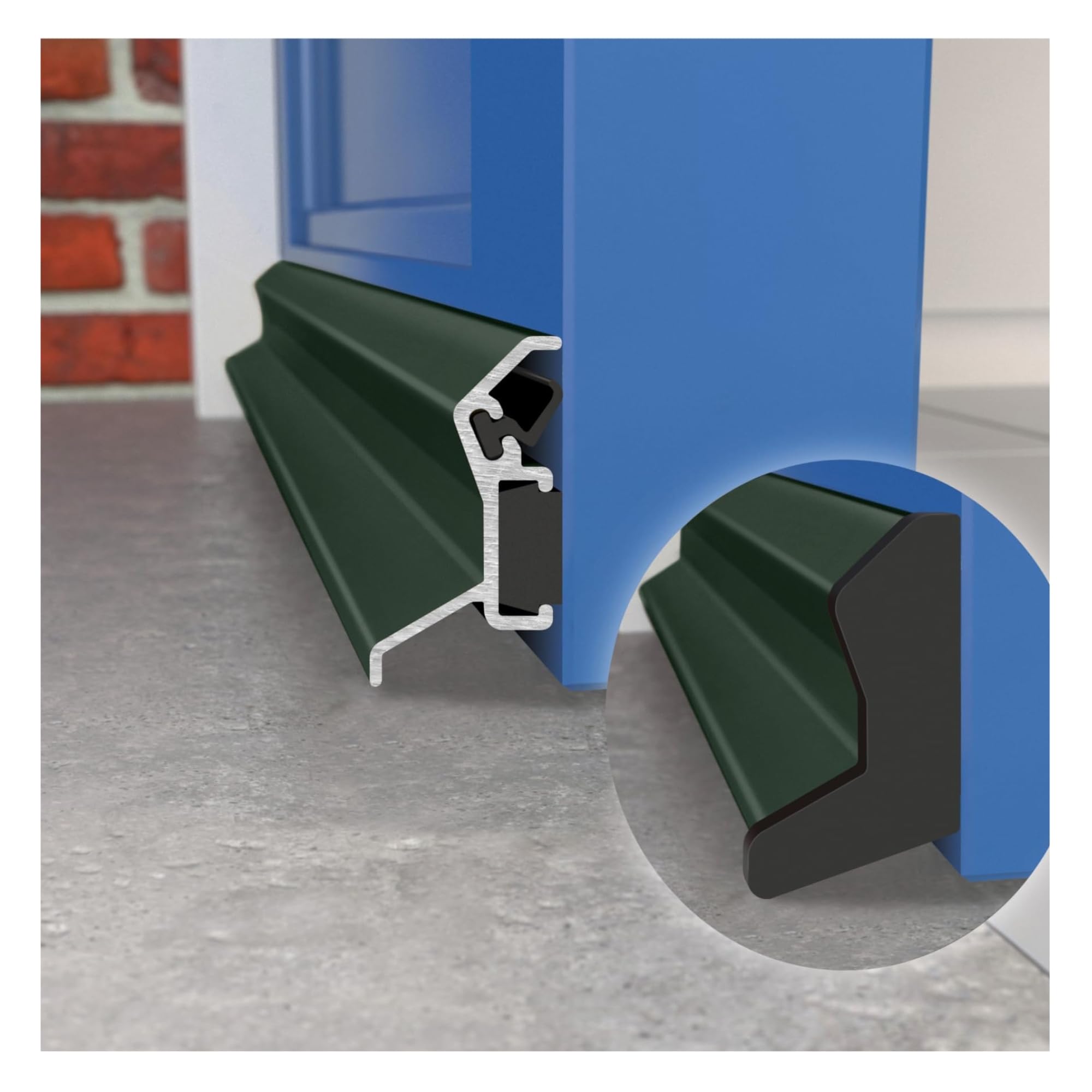 Exitex Green Ral 6009 Aluminium Door Rain Deflector 914Mm – Concealed Fix Weather Drip Bar For Upvc, Composite & Timber Doors – External Water Guard With End Caps (Green Ral 6009)