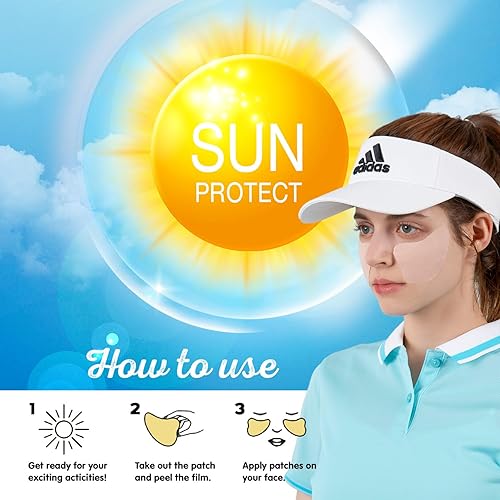 Miniatura 3 de Parche de golf con protección UV (beige, 4 unidades) - Parches faciales de gel protector solar hidratante para actividades al aire libre, protector