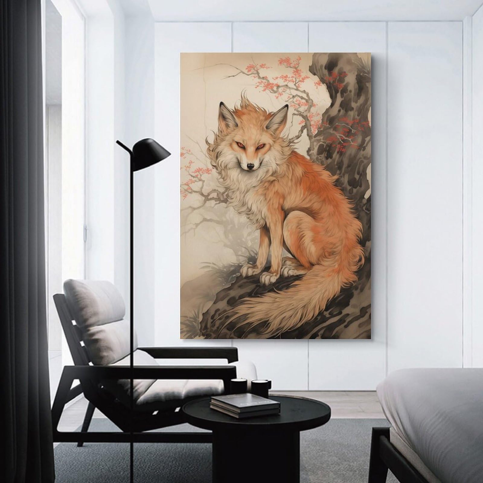 Junmoney Japan Fox Canvas Art Print, 24x36inch(60x90cm), for Bedrooms, Workspaces And Everyday Interiors, A Flexible Wall Accent for Shared Spaces