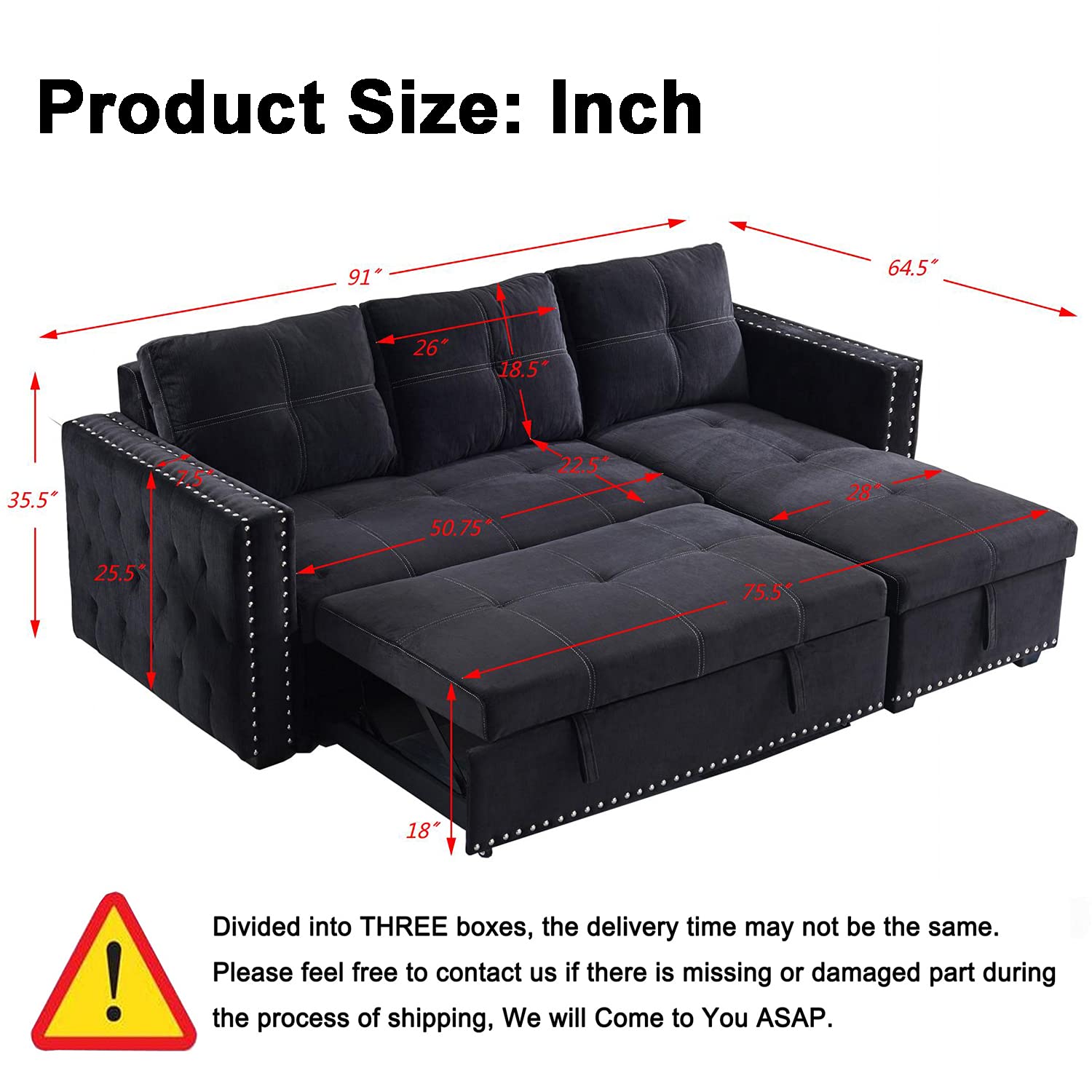 Buy Sectional Sofa with Chaise, HABITRIO 91" LShape Loveseat Couch