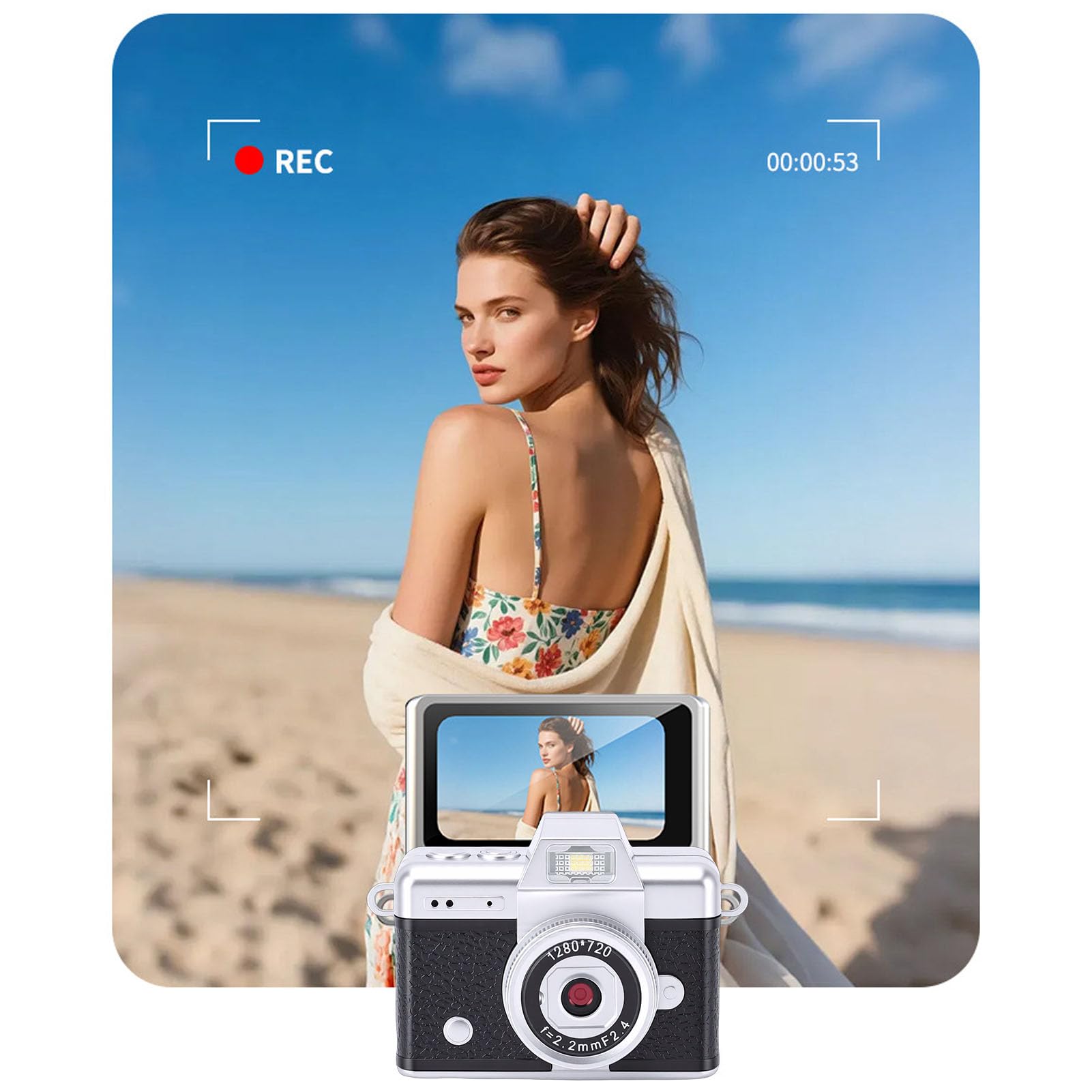 LICAEVEY Videocamera Digitale Vlog CCD, Display Ribaltabile HD da 1,47",