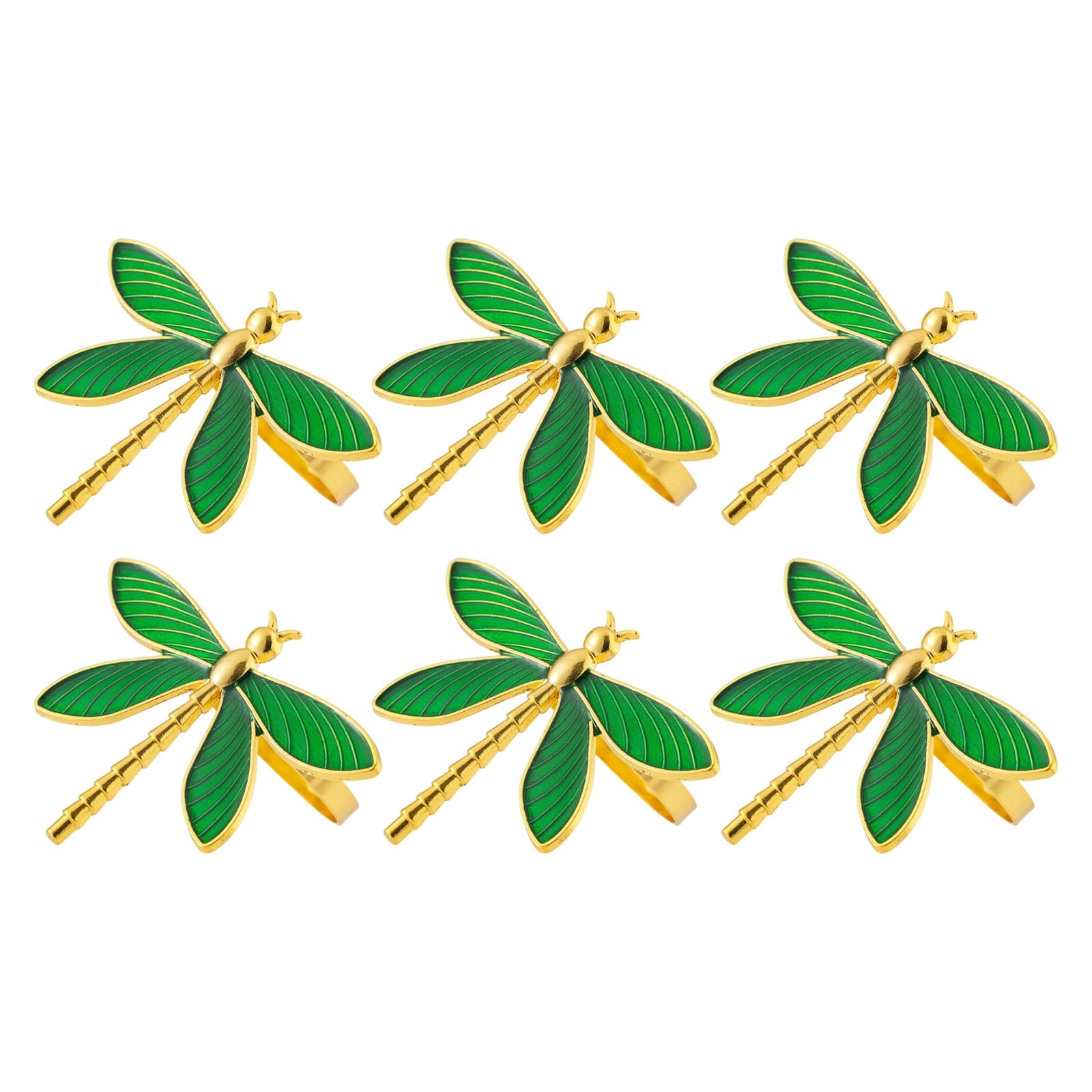 Metal Dragonflies Napkin Rings for Dining Table Elegant Handcrafted Drip Glazes Designs Napkin Holder Accessories Metal Decorative Holders