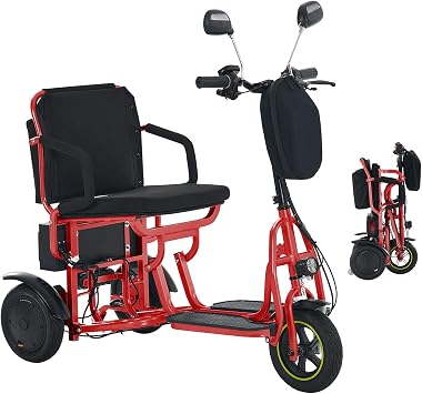 3 Wheel Folding Lightweight Mobility Scooter for Seniors & Adults with Seat