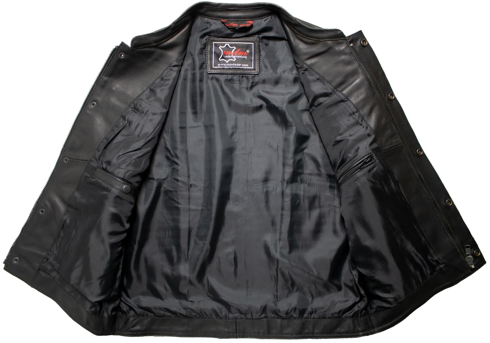 MDM Gilet da Motociclista in Vera Pelle da Uomo, Stile Anarchy, Nero, Gilet Biker in Pelle Robusta con Tasche, Ideale per Patch e Loghi Club