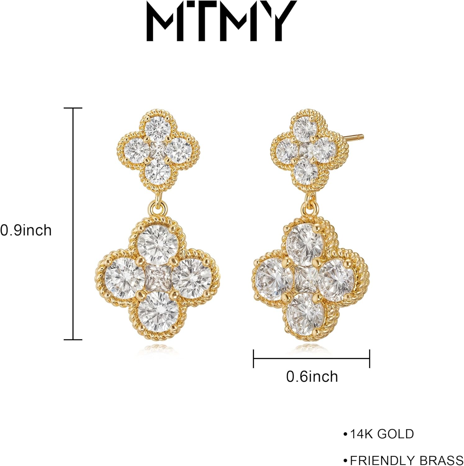 MTMY Dangle Earrings for Women 14K Gold Plated Four Leaf Clover Dangling Drop Birthstone Stud Earrings Trendy Flower Birthstone Jewelry Birthday Gifts - Image 6