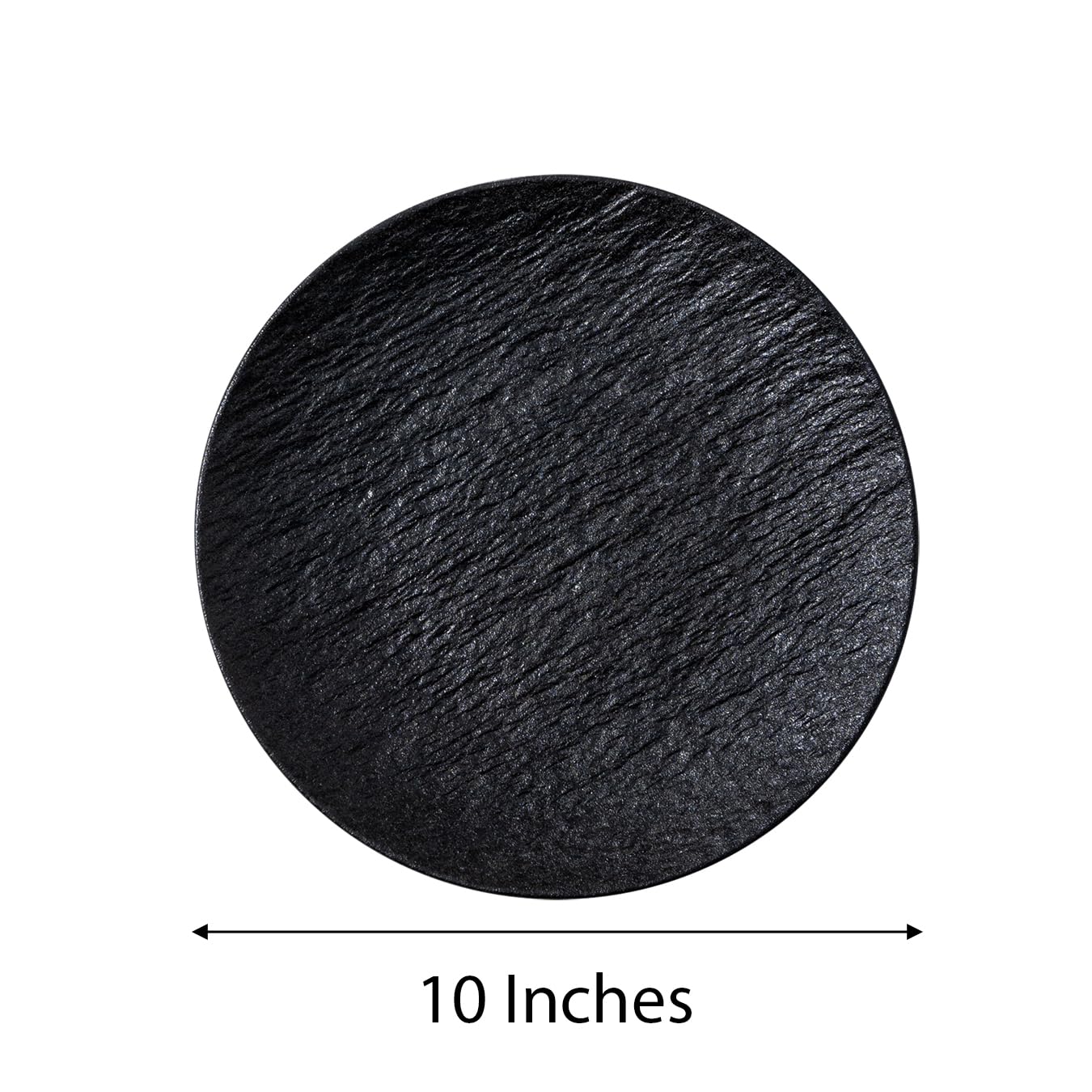 Jusalpha Ceramic Plates Set of 4, Handmade Reactive Mate Plates set for Dessert, Salad,Appetizer,Steak,Dinner Plates, Microwave & Dishwasher Safe PL021 (Black, 10 Inch)