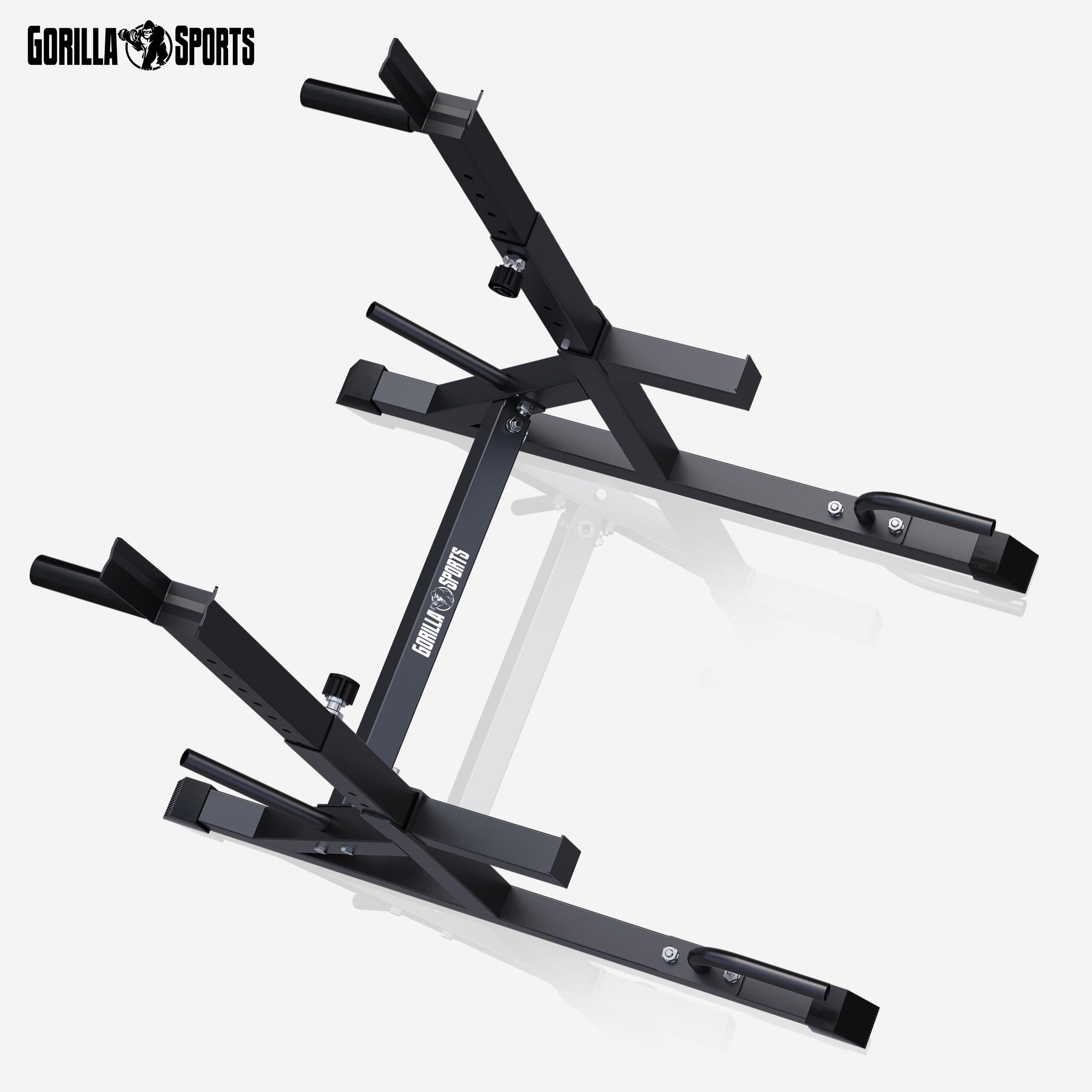 GORILLA SPORTS® Rack Palestra - Regolabile altezza e larghezza, Multifunzione, Max da 200 a 250 kg - Supporto Bilanciere, Porta Bilanciere da Terra, Squat Rack Palestra Casa, Stand Squat