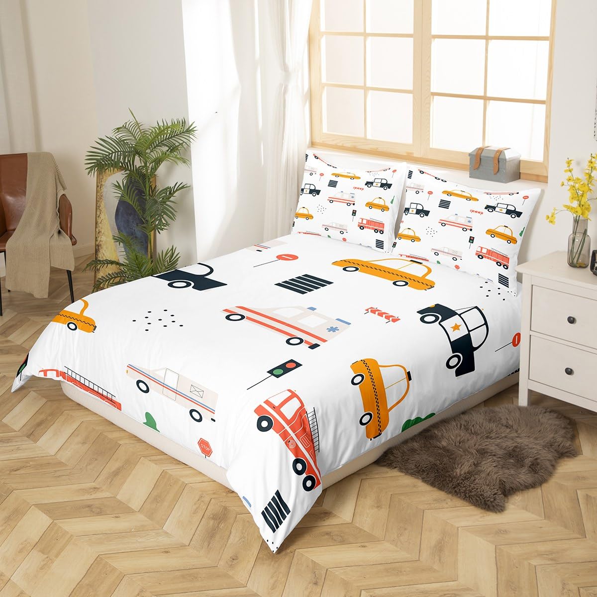 Loussiesd Cartoon Ambulance Dekbedovertrek Politie Auto Dekbed Cover Brandweerwagen Auto Beddengoed Set voor Kinderen peuter Voertuigen Sprei Cover Duurzaam Beddengoed Rits King Loussiesd Cartoon Ambulance Dekbedovertrek Politie Auto Dekbed Cover Brandweerwagen Auto Beddengoed Set voor Kinderen peuter Voertuigen Sprei Cover Duurzaam Beddengoed Rits King