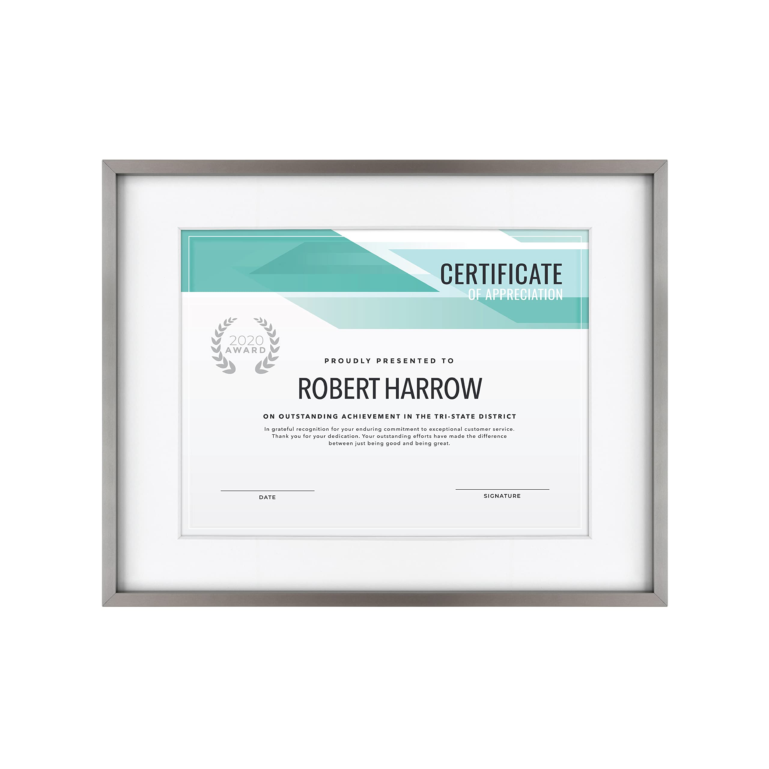 MCS Master & Co. Foundry Metal Gallery Wall Frame, Dark Silver, 11 x 14 in matted to 8.5 x 11 in