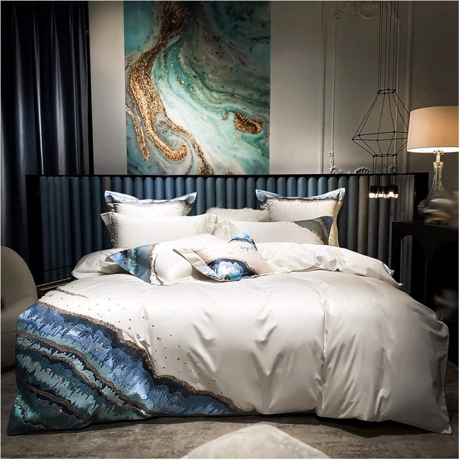 Quilt Sets Bedding Sets 4-Piece Bed Sheet Pillowcase Bed Linings (Color : D, Size : 1.4 * 1.8m)